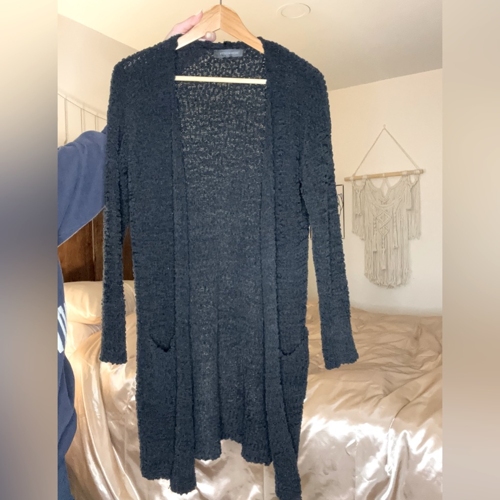 Merrokitty black duster sweater
